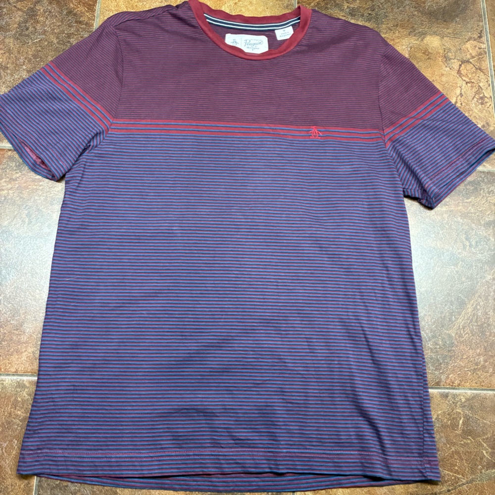 Original Penguin Men's Short Sleeve Shirt in Purple and Red